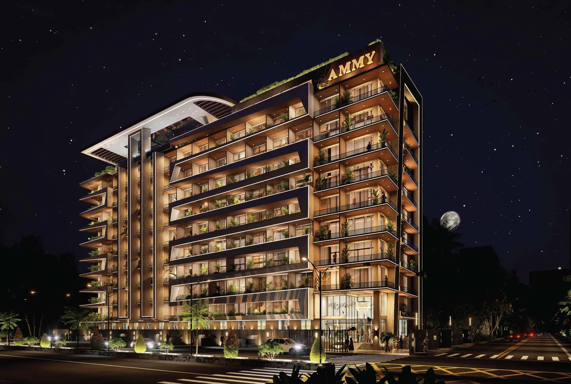 VERTEX by AMMY at night, Paragon City Lahore
