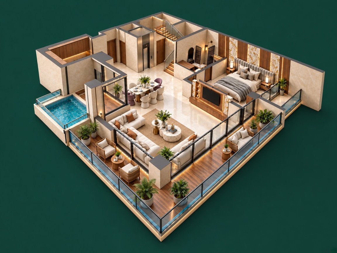 VERTEX Apex Penthouse — 1 bedroom level with terrace pool